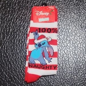 Disney Red and White Stitch Holiday Socks